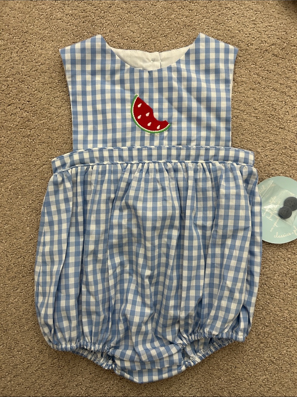 NWT Little English blue gingham watermelon bubble